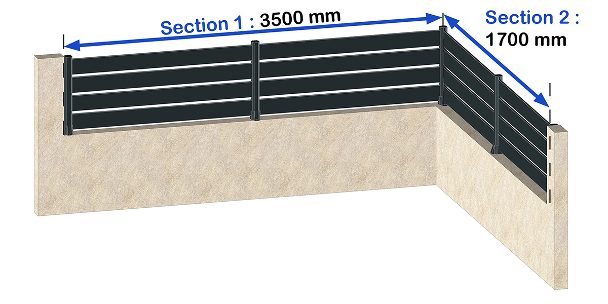 Section de clôture avec des poteaux d'angles